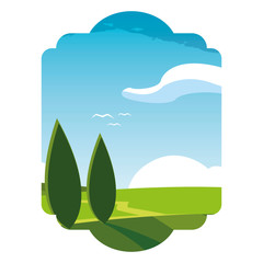 Obraz premium field camp landscape scene