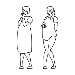 couple of beautiful pregnancy women characters