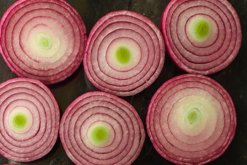 Red onion. vegetables harvest. food background. top