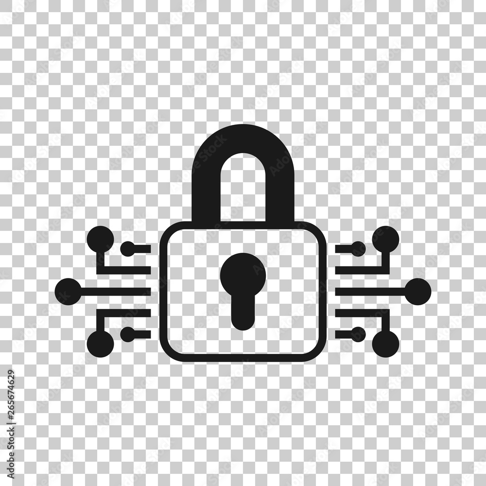 Poster cyber security icon in transparent style. padlock locked vector illustration on isolated background.