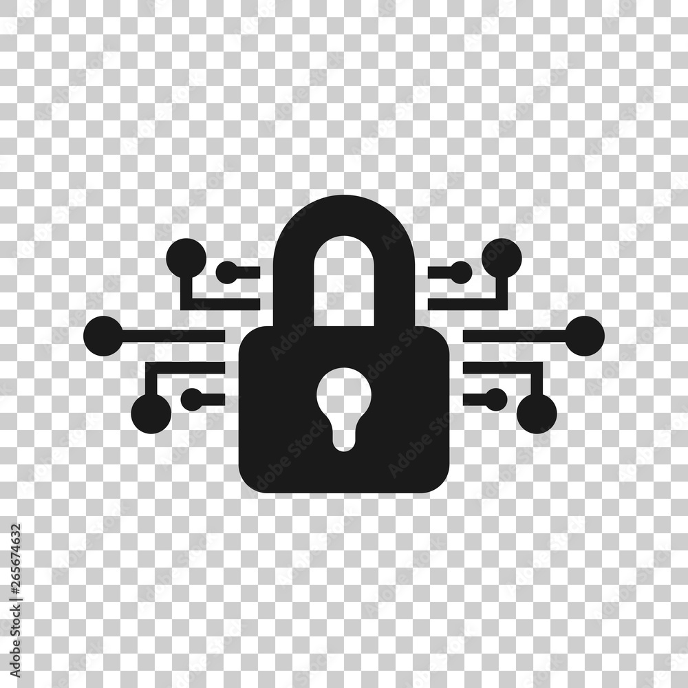 Poster cyber security icon in transparent style. padlock locked vector illustration on isolated background.