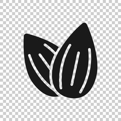 Almond icon in transparent style. Bean vector illustration on isolated background. Nut business concept.