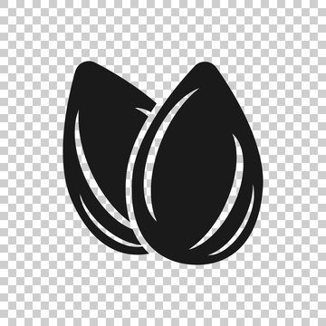 Almond icon in transparent style. Bean vector illustration on isolated background. Nut business concept.