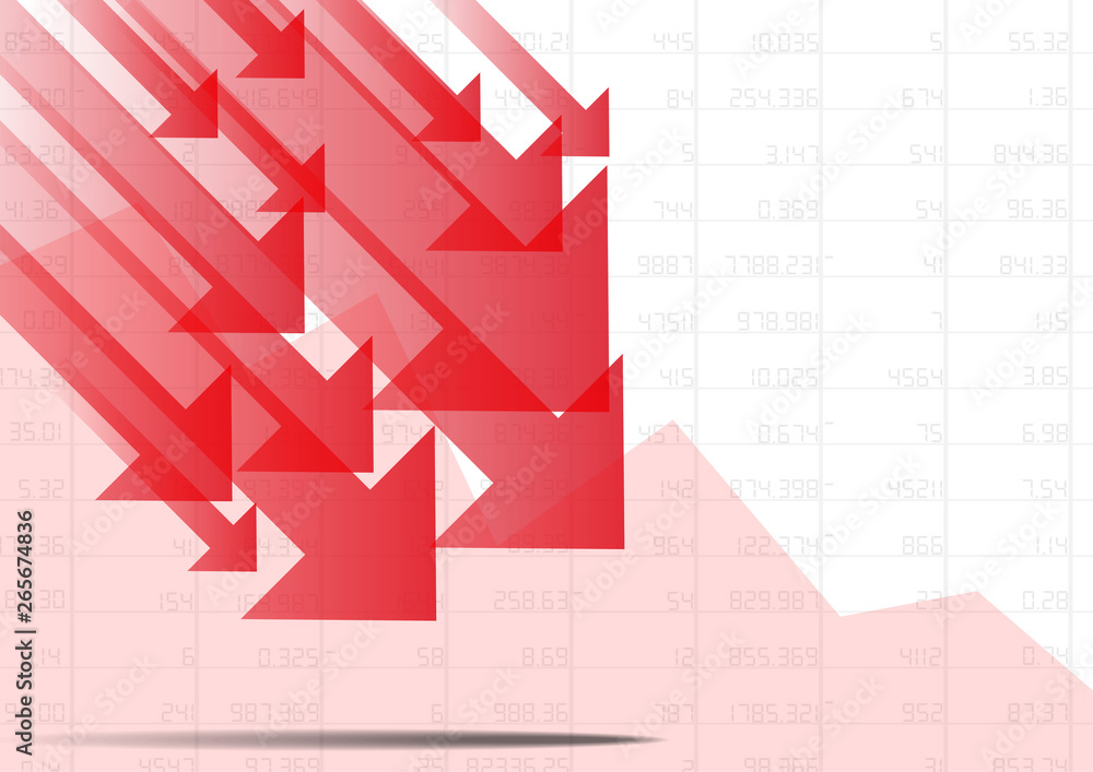 Poster vector : arrows with decreasing business graph