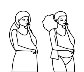 couple of beautiful pregnancy women characters