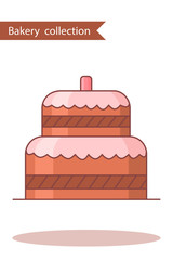 Bakery collection. Colored icon cake. In trendy flat style isolated on white background.