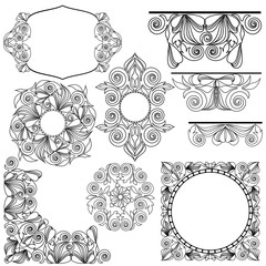 Vintage frame collection.Black and white deco borders - vector elements for design.