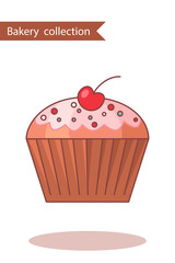 Bakery collection. Colored icon cake. In trendy flat style isolated on white background.