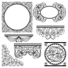 Vintage frame collection.Black and white deco borders - vector elements for design.