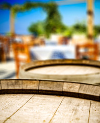 Barrels background of free space for your decoration and summer time 