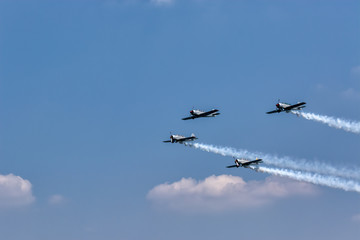 Group of parade planes in flight