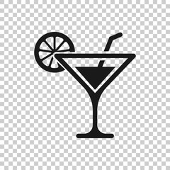 Alcohol cocktail icon in transparent style. Drink glass vector illustration on isolated background. Martini liquid business concept.