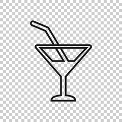 Alcohol cocktail icon in transparent style. Drink glass vector illustration on isolated background. Martini liquid business concept.