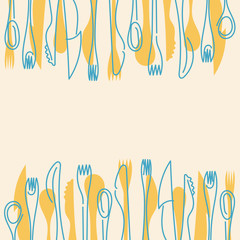 Kitchen Frame. Cutlery Background. Vector