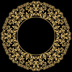 Decorative frame Elegant vector element for design in Eastern style, place for text. Floral golden border. Lace illustration for invitations and greeting cards.