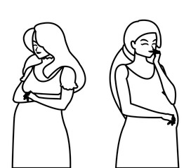 couple of beautiful pregnancy women characters