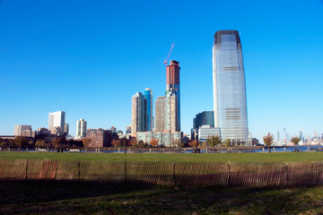 A view of the Jersey City, New Jersey, Skyline from Liberty State Park