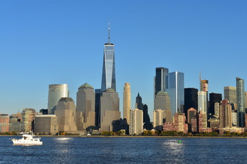 Fototapeta na wymiar View of NYC Waterway and World Financial Center from Liberty State Park in Jersey City, New Jersey
