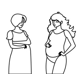 couple of beautiful pregnancy women characters