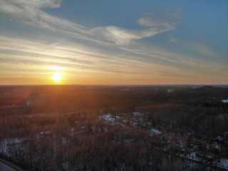 Countryside village at sunset