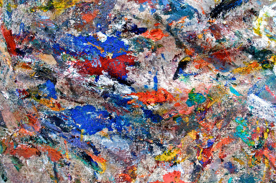 Oil Paint  Abstract. Closeup Of Painter’s  Smock.