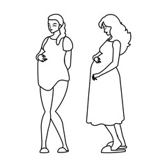 couple of beautiful pregnancy women characters