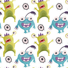 Cute cartoon monsters. Vector,