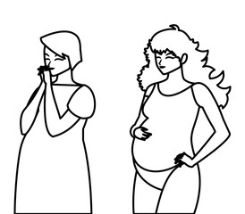 couple of beautiful pregnancy women characters