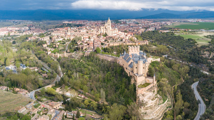 Fototapeta na wymiar aerial view of Segovia Spanish city