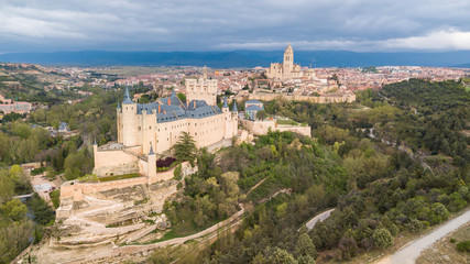 Fototapeta na wymiar aerial view of Segovia Spanish city