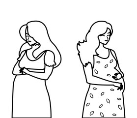 couple of beautiful pregnancy women characters