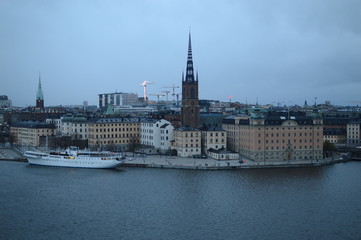 Fototapeta premium monteliusvägen, stadshuset, citytown, evening, sunset