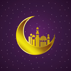 Obraz na płótnie Canvas ramadan kareem golden lanterns and moon hanging