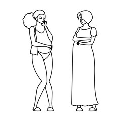 couple of beautiful pregnancy women characters