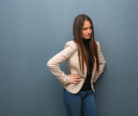 Young business woman scolding someone very angry