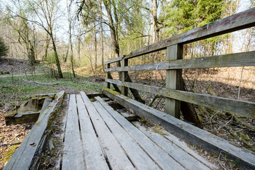 Fototapeta premium bridge over small forest river