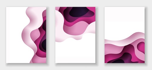 A4 abstract color 3d paper art illustration set. Contrast colors. Vector design layout for banners presentations, flyers, posters and invitations. Eps10.