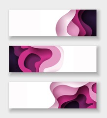 horizontal abstract color 3d paper art illustration set. Contrast colors. Vector design layout for banners presentations, flyers, posters and invitations. Eps10.