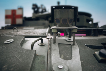 A military armored personnel carrier radar sensor