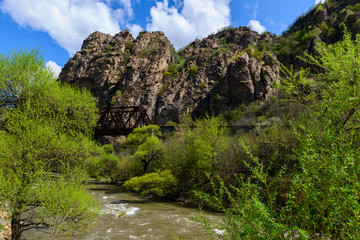 Fototapeta na wymiar Nature landscape with Debed river and rocky mountanis, Armenia