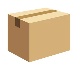 Foto op Canvas Cardboard box, packaging closed. Vector illustration isolated on white background for web, icon. © vectorsanta