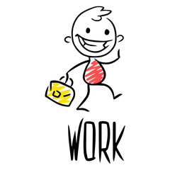 Sketch of a work leader work. Hand drawn cartoon vector illustration for business design.