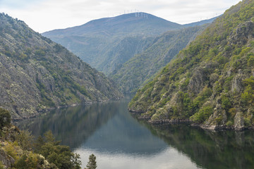 Naklejka na ściany i meble The Sil Canyon is a gorge excavated by the river Sil, in Galicia, near the union of this one with the Miño river, in the zone of the Ribeira Sacra.