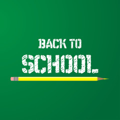 Back to school vector education background.  Kids knowledge equipment creative text drawing. Art illustration happy study banner on green chalkboard design. Classroom blackboard sketch space.