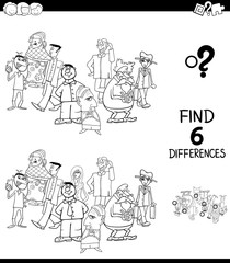 differences color book with people characters