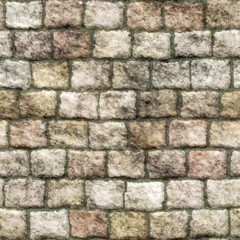 Old stone  brick wall with moss seamless background - Vector