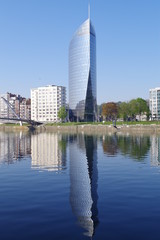 水辺に写るビル