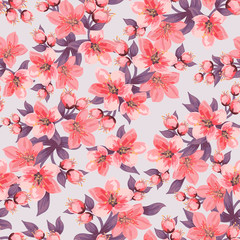 Abstract Elegance seamless floral pattern.Beautiful flower vector illustration texture.floral seamless pattern.Pink flowers and leaves.Eps10