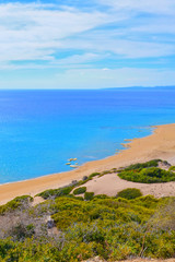 Amazing view of beautiful Golden Beach in Karpas Peninsula, Northern Cyprus taken on a sunny day from the adjacent hills. Popular vacation spot