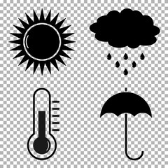 Set of weather icons. Signs are symbols of weather conditions. Vector illustration on a transparent background. - Vector